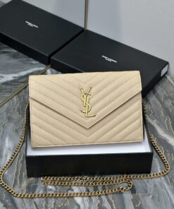 Envelope Chain Wallet Beige